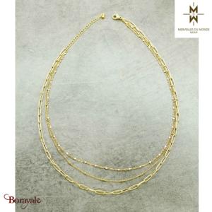 Collier en Acier doré Merveilles du monde