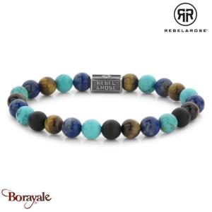 Bracelet Rebel & Rose mix turquoise 8 mm L, Homme