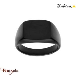 Chevalière Thabora homme plateau noir T60 - réf. T160432N-60