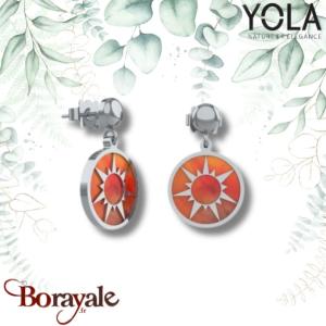 Boucles d'oreilles Yola Nature Cornaline Acier poli IK-521