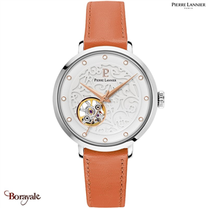 Montre PIERRE LANNIER Collection EOLIA argenté cuir Femme