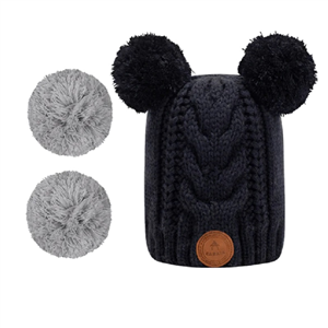 Bonnet + 3 pompons Bubble Tea Navy sans polaire Cabaia 50% coton - 50% polyester