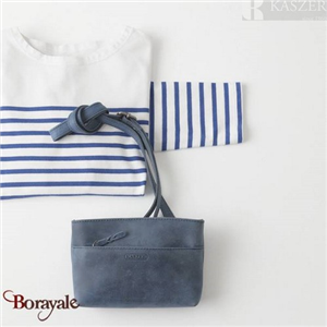 Pochette Kaszer collection Wyoming Blue en Cuir de vachette bleu jeans 557304-MB