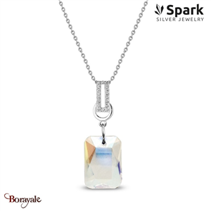 Collier Spark Octagon cristal autrichien sur argent A0273WS