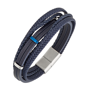 Bracelet Acier et cuir All Blacks AB-682189