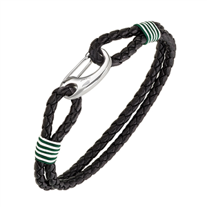Bracelet All Blacks bijoux Homme acier et cuir 682192
