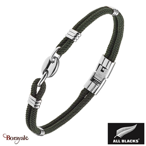 Bracelet Acier et nylon  All Blacks acier + nylon