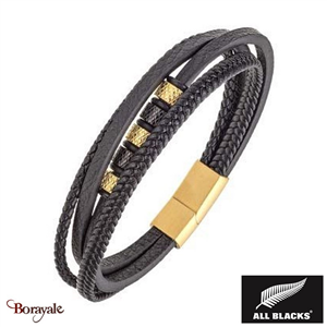 Bracelet Acier et cuir All Blacks acier et cuir