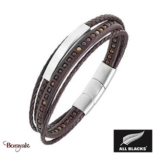 Bracelet cuir et pierre All Blacks