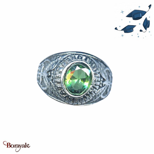 Bague universitaire américaine Air Force vert en acier inoxydable Taille : 62