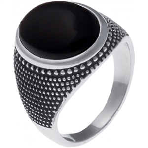Chevalière Apollon acier et onyx Homme  IH-114-62