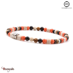 Bracelet Pierre Paul Jacques Pierres fines 4 mm  Multi Fossile - Jaspe orange OR