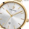 Montre PIERRE LANNIER Collection ECHO Cadran Argenté Bracelet Acier Milanais Dor