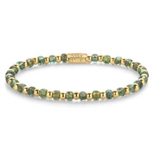 Bracelet Rebel & Rose Mix verre vert - 4mm - Plaqué or jaune 18 ct S, Femme RR-4