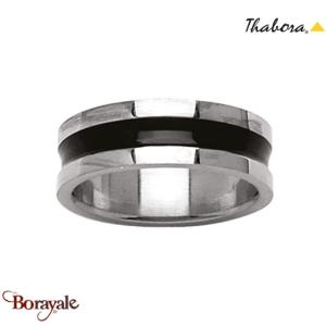 Bague Thabora homme acier et noir T66 - réf. T17610-66