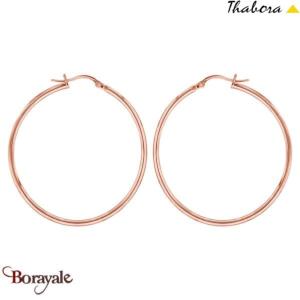 Boucles d'oreilles THABORA créoles simples fils ronds, 40 mm acier rose doré