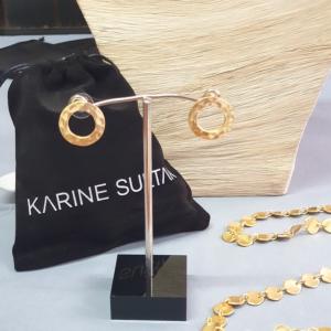 Boucles d'oreilles, anneaux simples martelés doré à l'or fin KARINE SULTAN E7060