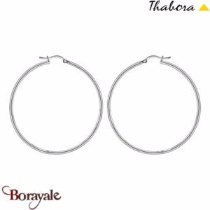 Boucles d'oreilles THABORA créoles simples fils ronds, 50 mm acier