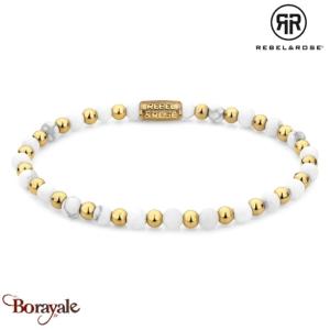 Bracelet Rebel & Rose Mélange or blanc vierge - 4mm S - po, Femme RR-40113-G-S