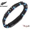 Bracelet All Blacks bijoux Homme acier et perles 2 rangs 682412
