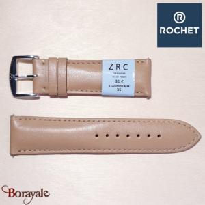 Bracelet de montre Rochet , New York de couleur : beige, 22 mm