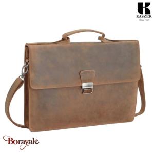 Cartable Serviette KASZER collection Nevada Marron naturel clair touché velours