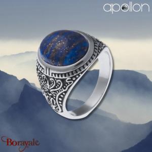 Chevalière Apollon acier et lapis lazuli Homme  IH-112-62