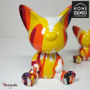 Chat Assis 20 cm Home Edelweiss collection : Gaston Blanc, jaune et orange