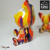 Chat Assis 20 cm Home Edelweiss collection : Gaston Blanc, jaune et orange