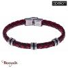 Bracelet Acier et cuir tressé rouge et noir italien, Collection: homme APOLLON