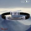 Bracelet Apollon acier et cuir italien noir Homme  HK-304