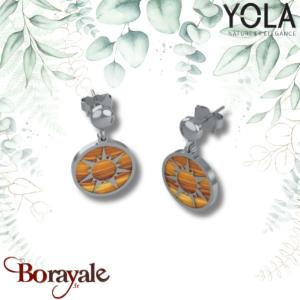 Boucles d'oreilles Yola Nature Œil de tigre Acier poli IK-519