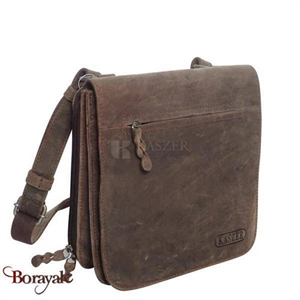 Sacoche Kaszer collection Kansas en cuir de buffle marron 20059-C6