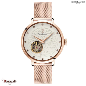 Montre PIERRE LANNIER Collection EOLIA doré rose milanais Femme