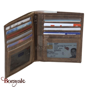 Portefeuille Européen Kaszer collection Oregon en cuir de vachette brut 512404-M