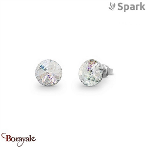 Boucles d'oreilles SPARK With EUROPEAN CRYSTALS  : Sweet Candy 8mm - Patine blan