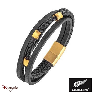 Bracelet Acier et cuir All Blacks AB-682288