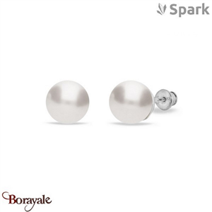 Boucles d'oreilles SPARK With EUROPEAN CRYSTALS : Pearls 10 mm - Cristal blanc