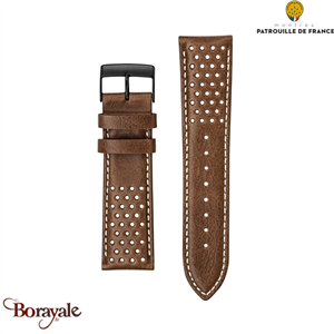 Bracelet de Montre Patrouille de France Cuir marron perforé 22 mm