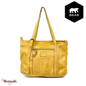 Sac épaule Bear Design en Cuir de vachette lavé Tabac Collection : Lavato