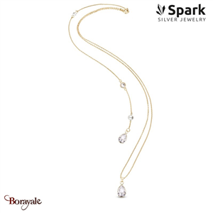 Collier Spark Back cristal autrichien sur argent doré G0282W