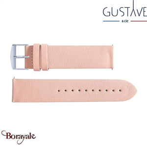 Bracelet de montre GUSTAVE & cie Cuir Rose Pâle Argent