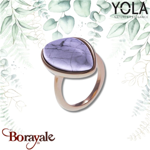 Bague Yola Nature Galet Acier plaqué IP rose IG-142-56