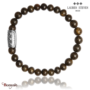 Bracelet Perles Lauren Steven Bronzite Perles de 6 mm Taille M 19,5 cm