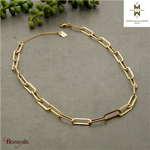 Collier en Acier doré Merveilles du monde