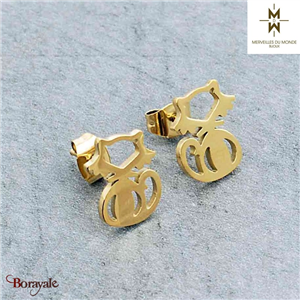 Boucles d'oreilles en Acier doré Merveilles du monde