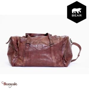 Sac voyages - sports Bear Design en Cuir de vachette lavé Cognac