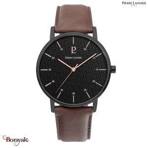 Montre PIERRE LANNIER Collection CITYLINE noir cuir Homme