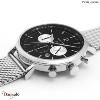 Montre PIERRE LANNIER Collection BARON Cadran Noir Bracelet Acier Milanais Argent