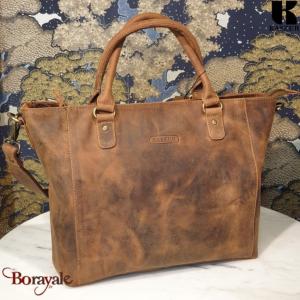 Sac à main A4 KASZER collection Nevada Marron naturel clair touché velours 20864